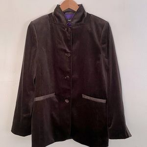 J. Peterman chocolate brown velvet blazer